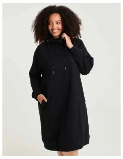 Taking Shape Zip Collar Sweat Dress Black