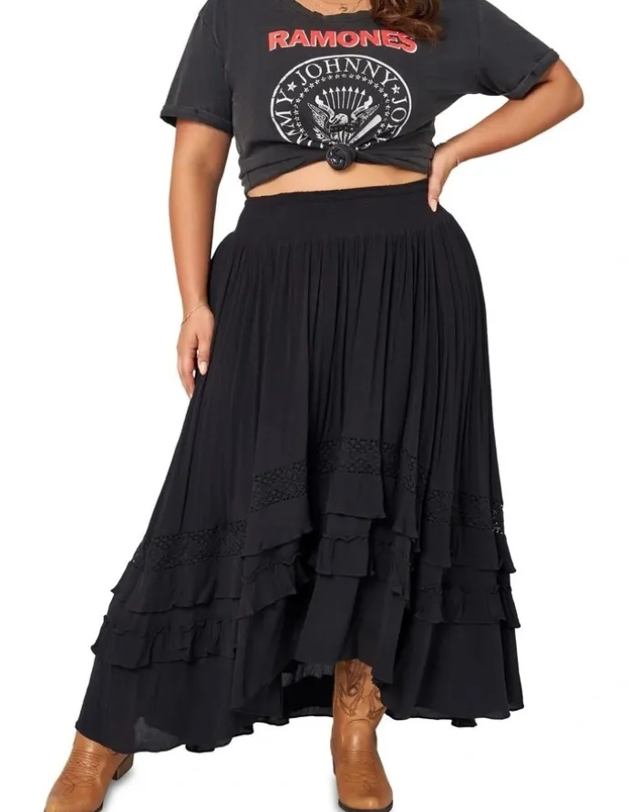 The Poetic Gypsy Frontier Maxi Skirt in Black
