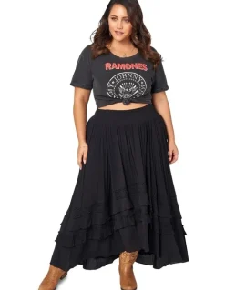 The Poetic Gypsy Frontier Maxi Skirt in Black