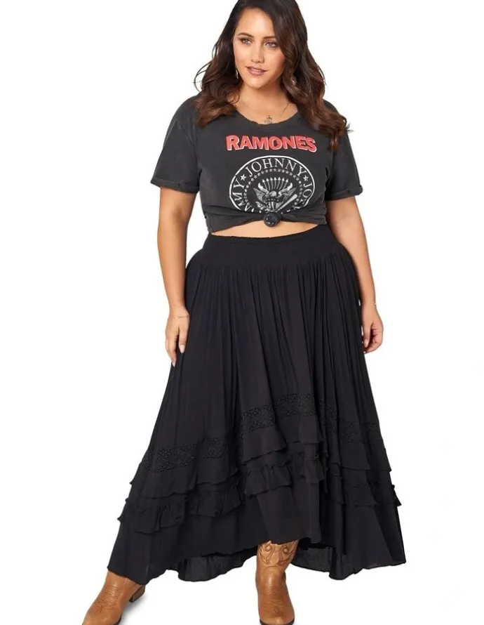 The Poetic Gypsy Frontier Maxi Skirt in Black
