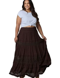 The Poetic Gypsy True Faith Maxi Skirt in Brown