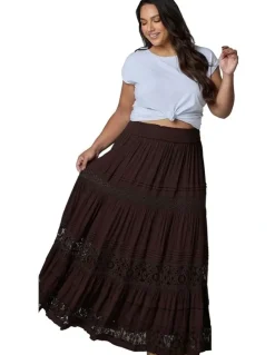 The Poetic Gypsy True Faith Maxi Skirt in Brown