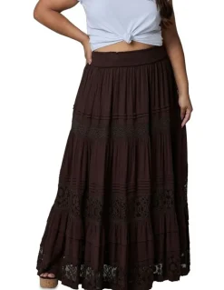 The Poetic Gypsy True Faith Maxi Skirt in Brown