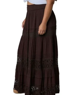 The Poetic Gypsy True Faith Maxi Skirt in Brown