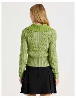 There After 2 Way Zip Knit in Green