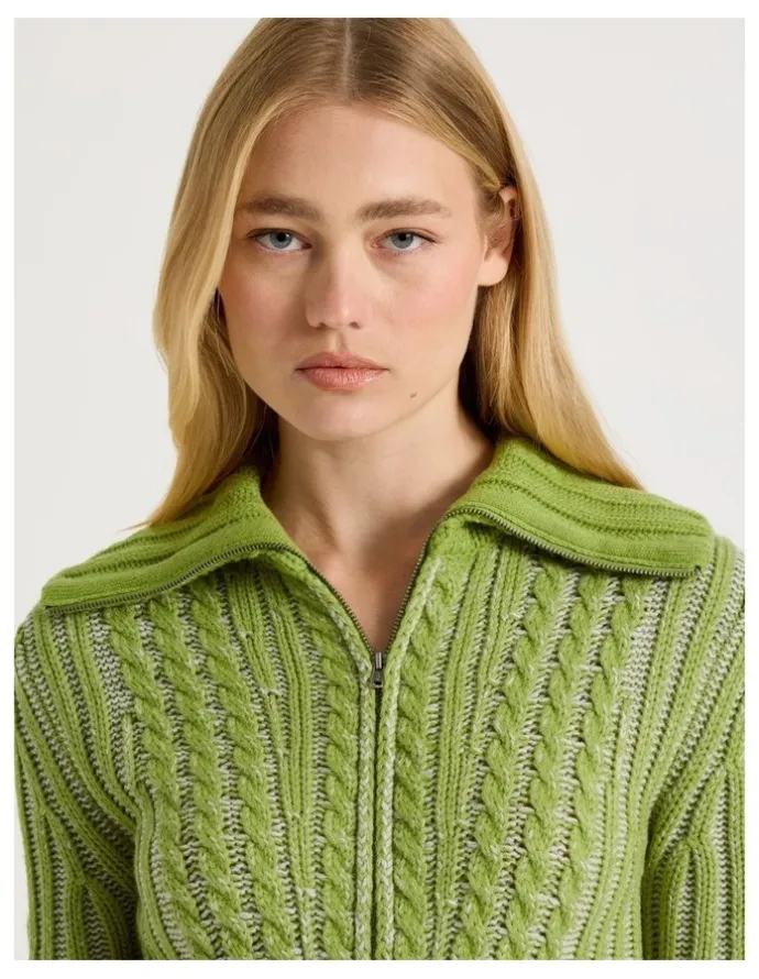 There After 2 Way Zip Knit in Green