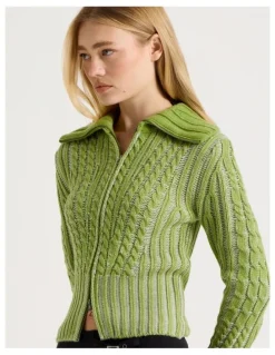 There After 2 Way Zip Knit in Green