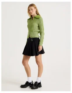 There After 2 Way Zip Knit in Green