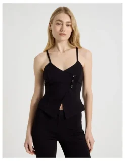 There After Asymmetric Singlet Vest in Jet Black
