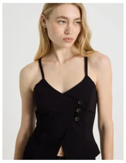 There After Asymmetric Singlet Vest in Jet Black