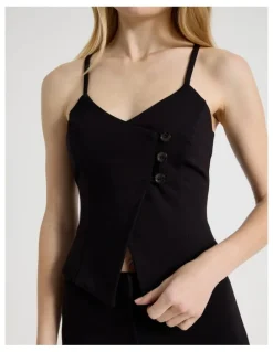 There After Asymmetric Singlet Vest in Jet Black