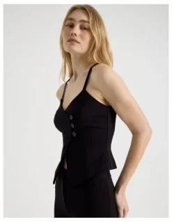 There After Asymmetric Singlet Vest in Jet Black