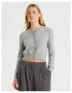 There After Button Through Cardigan in Grey Marle