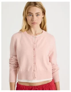 There After Button Through Cardigan in Pink
