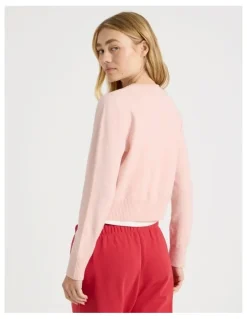 There After Button Through Cardigan in Pink