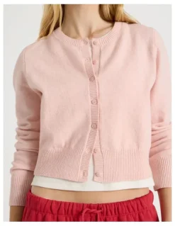 There After Button Through Cardigan in Pink