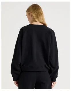 There After Crew Neck Raglan Jumper in Black