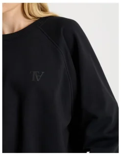 There After Crew Neck Raglan Jumper in Black