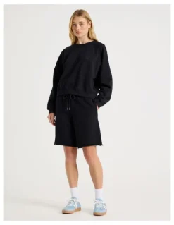 There After Crew Neck Raglan Jumper in Black