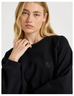 There After Crew Neck Raglan Jumper in Black