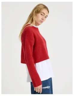 There After Crew Sweater in Red