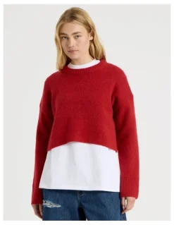 There After Crew Sweater in Red