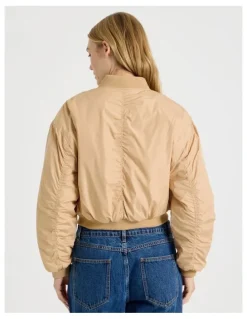 There After Crop Bomber Jacket in Sand