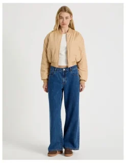 There After Crop Bomber Jacket in Sand