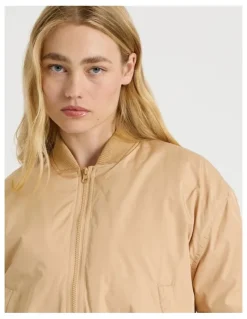 There After Crop Bomber Jacket in Sand
