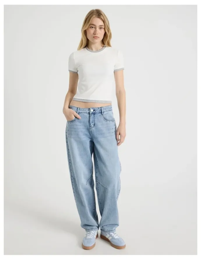 There After Double Layer Tee in Snow White and Grey Marle