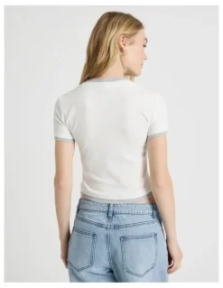 There After Double Layer Tee in Snow White and Grey Marle