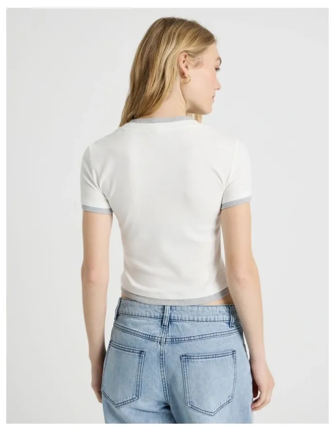 There After Double Layer Tee in Snow White and Grey Marle