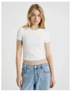 There After Double Layer Tee in Snow White and Grey Marle