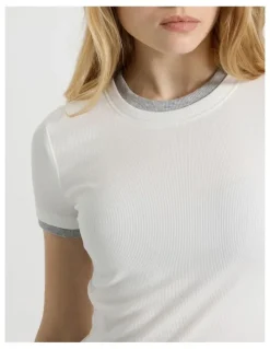 There After Double Layer Tee in Snow White and Grey Marle