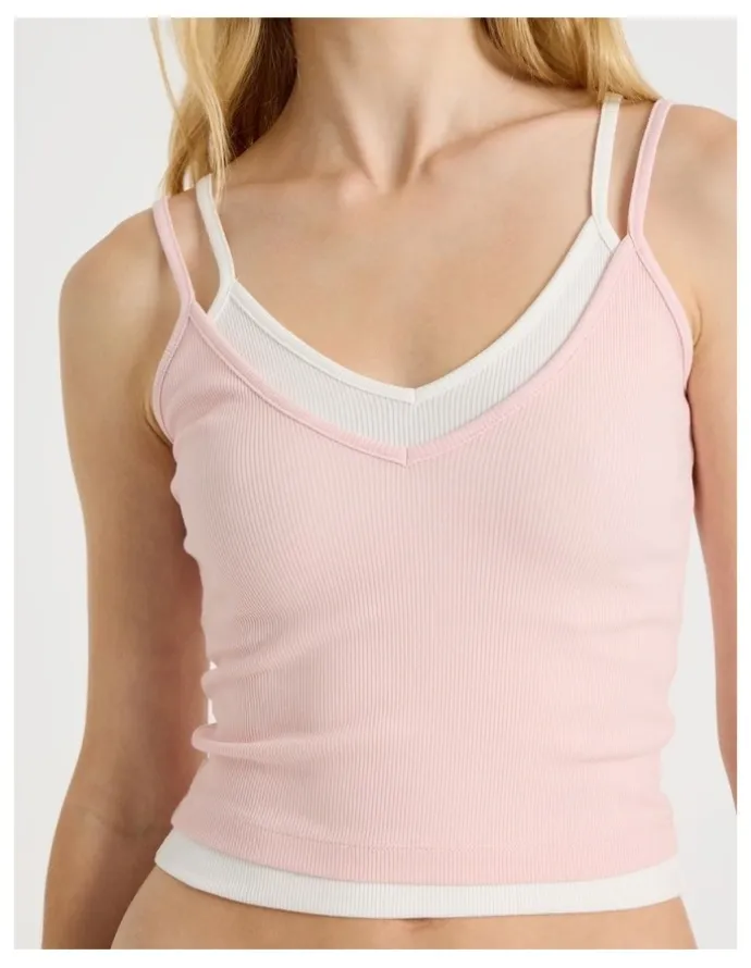There After Double Layer Cami in Pink
