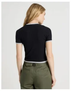 There After Double Layer Tee in Jet Black and Grey Marle