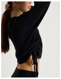 There After Gather Side Knit in Jet Black