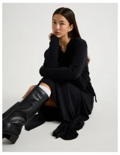 There After Gather Side Knit in Jet Black