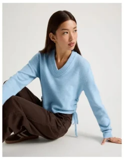 There After Gather Side Knit in Chambray Blue