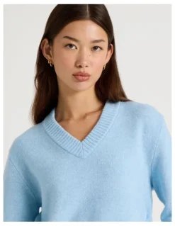 There After Gather Side Knit in Chambray Blue