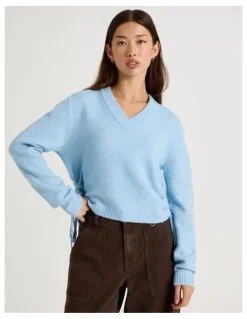 There After Gather Side Knit in Chambray Blue