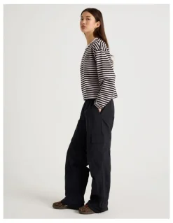 There After Long Sleeve Tee in Pink and Black Stripe