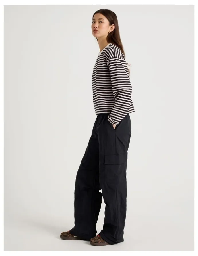 There After Long Sleeve Tee in Pink and Black Stripe