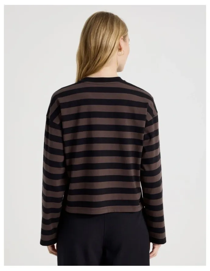 There After Long Sleeve Tee in Bracken and Jet Black Stripe