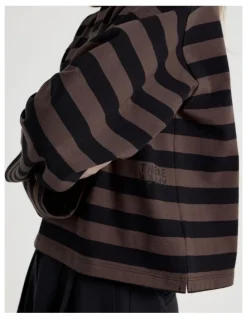There After Long Sleeve Tee in Bracken and Jet Black Stripe