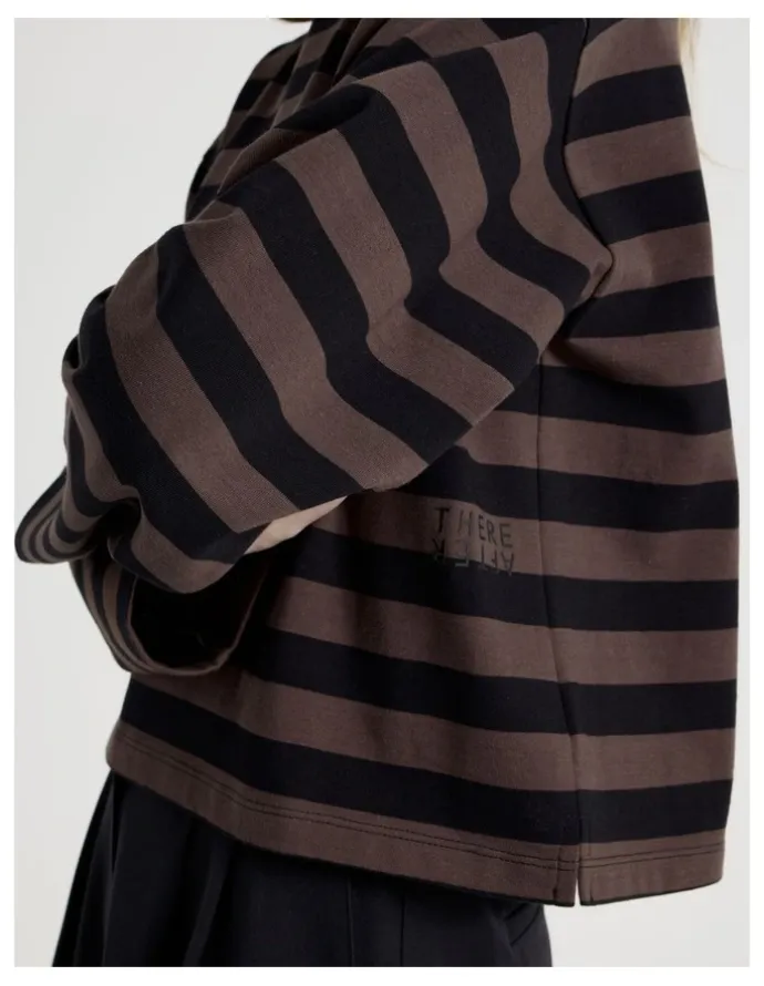 There After Long Sleeve Tee in Bracken and Jet Black Stripe