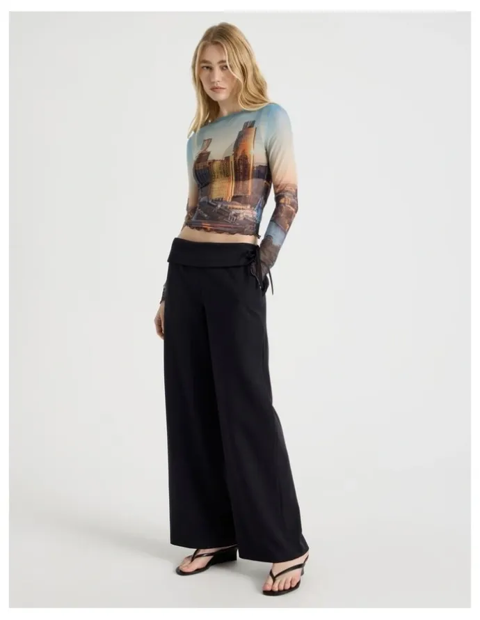 There After Mesh Long Sleeve Tee in City Print