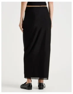There After Mesh Midi Skirt in Black