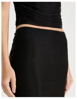 There After Mesh Midi Skirt in Black