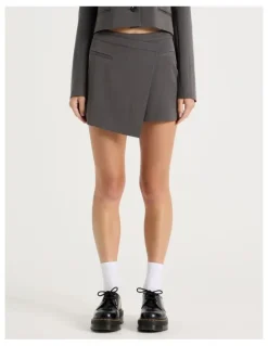 There After Mini Wrap Skirt in Charcoal